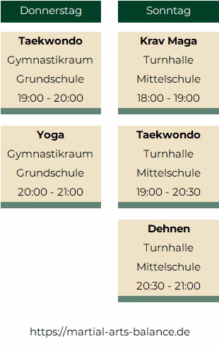 Trainingsplan Martial Arts Balance